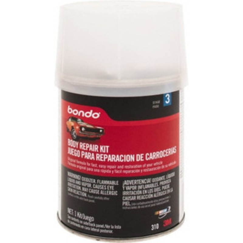 3M 4 Piece Body Repair Kit 16 oz Body Filler, .50 oz Cream Hardener, Metal Body Patch, Spreader 7010362869 – 00002048