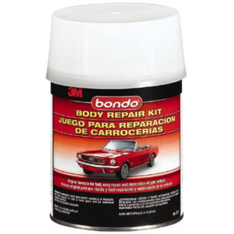 3M 4 Piece Body Repair Kit 32 oz Body Filler, .75 oz Cream Hardener, Metal Body Patch, Spreader 7010328125 – 00002055