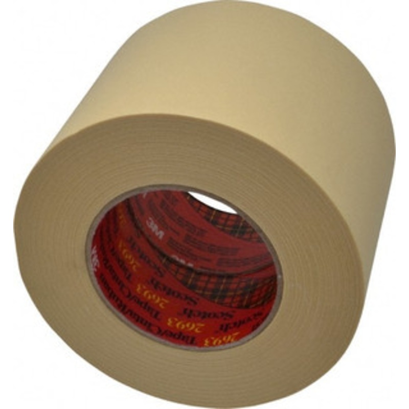 3M 4 Wide x 180 ft. Long x 7.9 mil Tan Paper Masking Tape Rubber Adhesive, 29 Lb/In Tensile Strength, Series 2693 7100093911 – 06270474