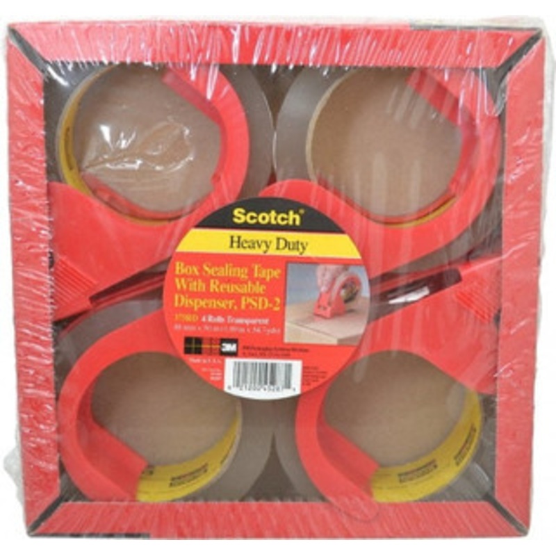 3M Pack of (4) 2 x 55 Yd Clear Rubber Adhesive Sealing Tape Polypropylene Film Backing, 3.1 mil Thick, 35 Lb Tensile Strength, Series PSD2 7010312462 – 65322950