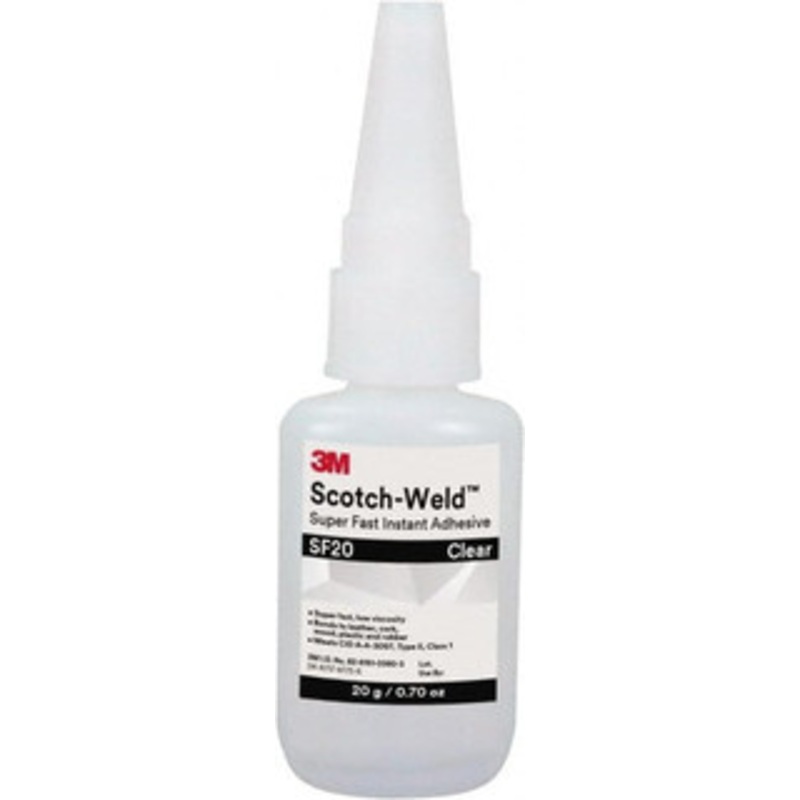 3M 0.71 oz Bottle Clear Instant Adhesive Series Part Number SF20, 3 to 30 sec Working Time, 24 hr Full Cure Time 7100049744 – 54652391