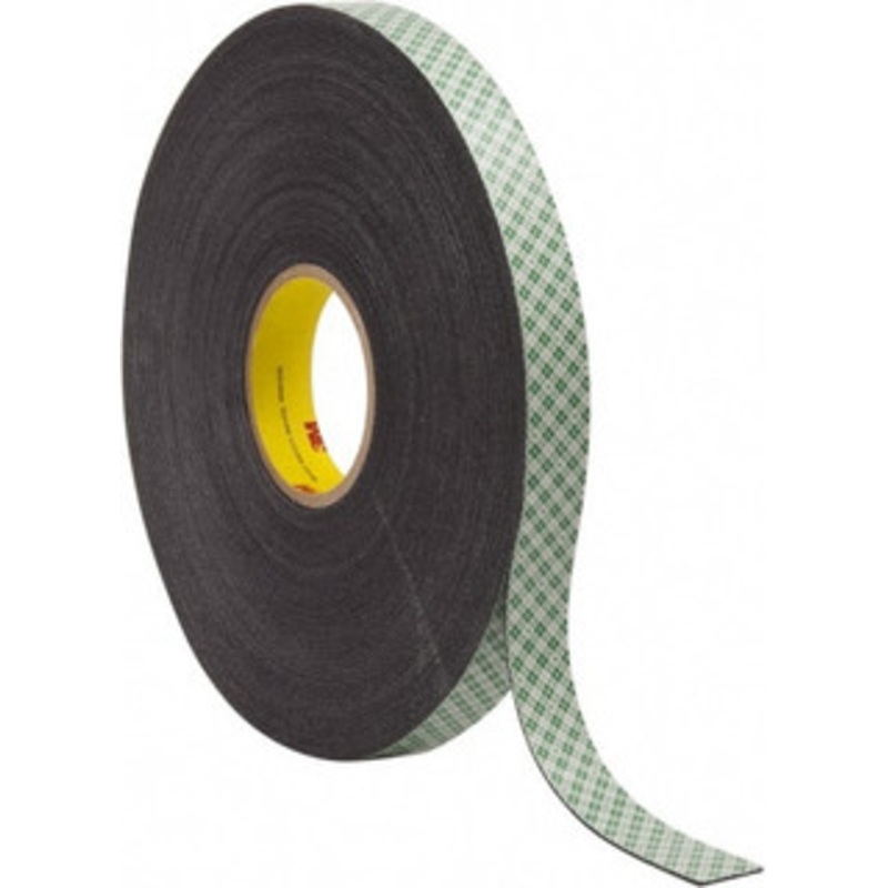 3M 1 x 36 Yd Acrylic Adhesive Double Sided Tape 1/16 Thick, Black, Urethane Foam Liner, Continuous Roll, Series 4056 7000123321 – 01548684