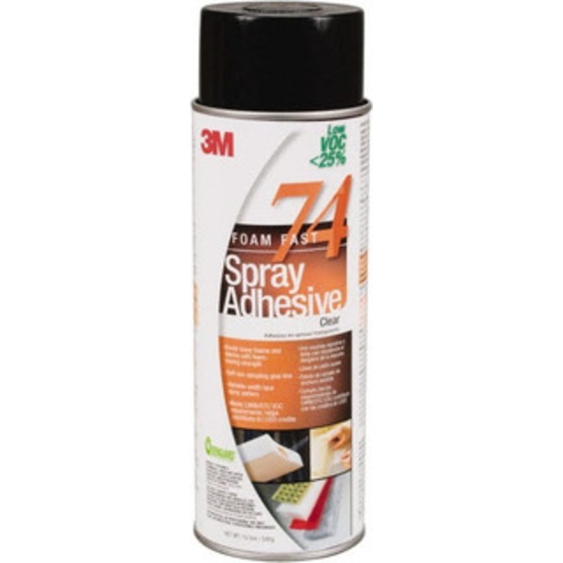 3M 24 oz Aerosol Clear Spray Adhesive High Tack, 200F Heat Resistance, 50 Sq Ft Coverage, Medium Strength Bond, 30 min Max Bonding Time, Flammable, Series 74 7100014108 – 54137310
