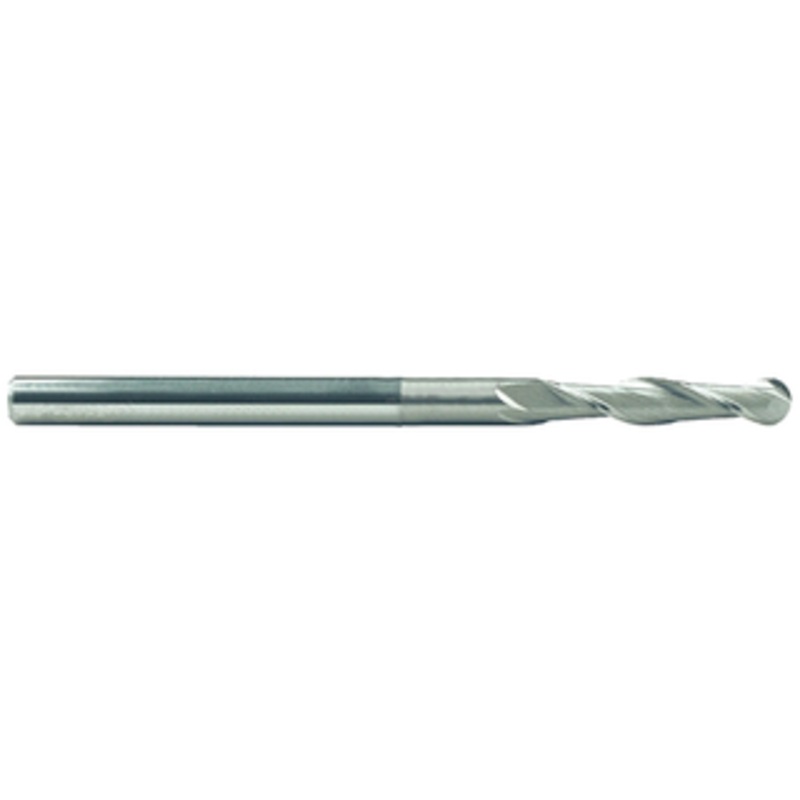 Rushmore USA 2 Flute Ball End Long Reach Undercut Shank Micrograin Carbide Single End Mill, 1/4 Size & Shank Diameter, 1-1/2 Length of Cut, 2-3/4 Neck Length 6 Overall Length