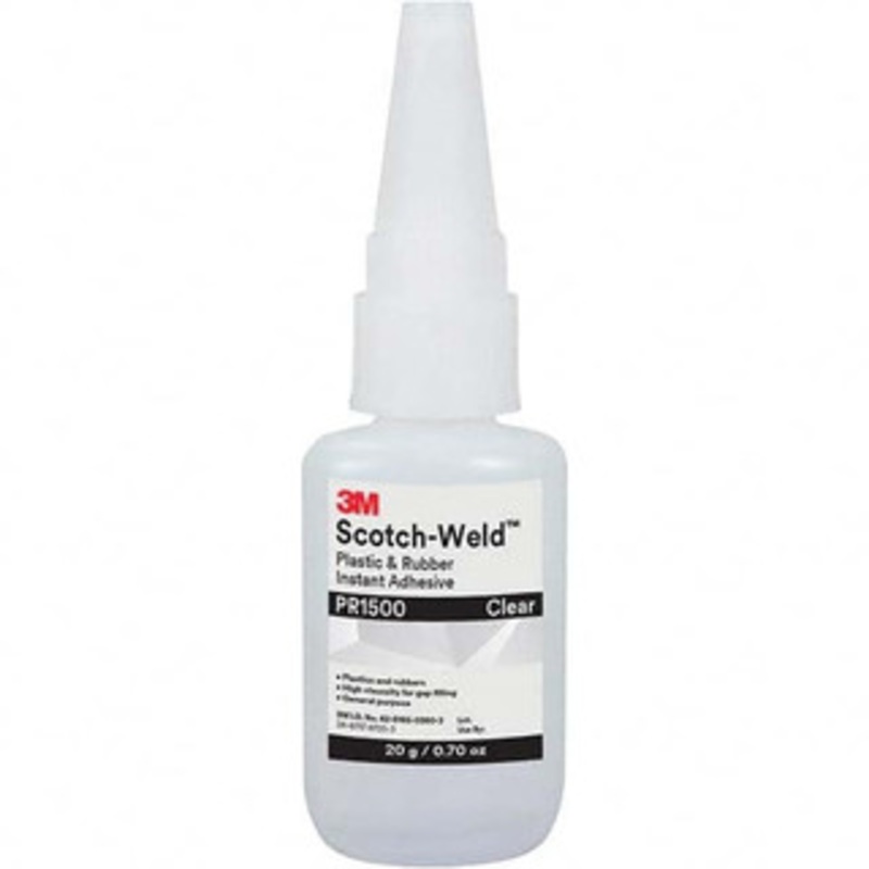 3M 0.70 oz Bottle Clear Instant Adhesive Series PR1500, 20 to 100 sec Working Time, 24 hr Full Cure Time, Bonds to Cardboard, Ceramic, Fabric, Fiberglass, Foam, Glass, Leather, Metal, Paper, Plastic, Rubber, Vinyl & Wood 7100039201 – 32918047