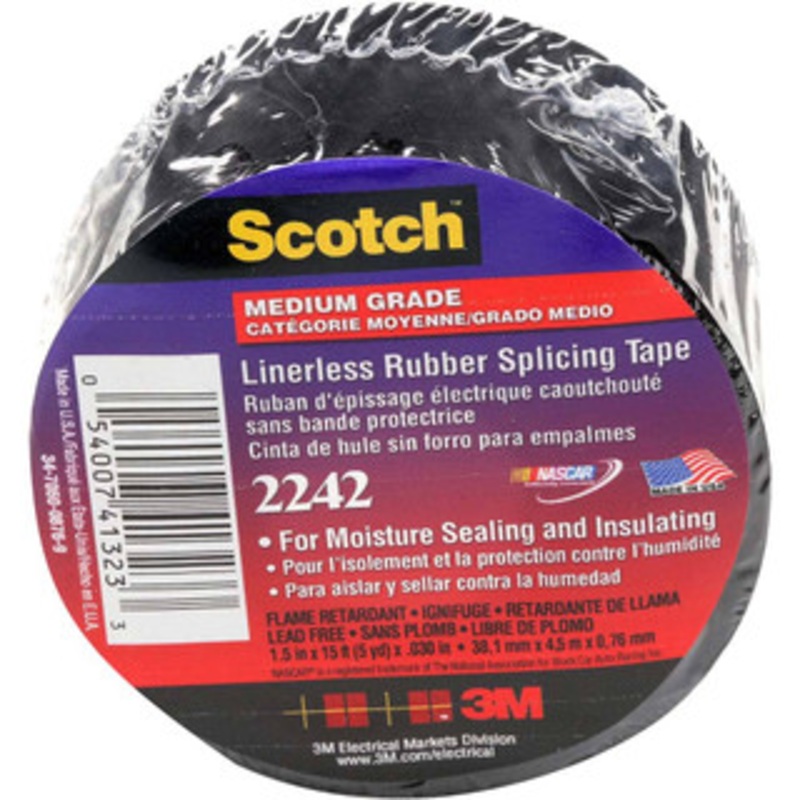 3M 1-1/2 x 15 ft. x 30 mil Black Rubber Electrical Tape Rubber Adhesive, 0 to 194F, 750 V/mil, Series 2242 7000132741 – 54041348