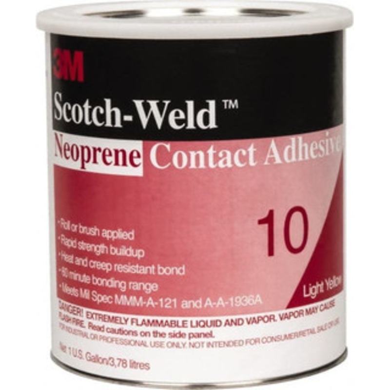 3M 1 Gal Can Amber Contact Adhesive Series 10, 30 min Working Time, Bonds to Cardboard, Ceramic, Foam, Glass, Metal, Paper & Wood 7000144610 – 00092817