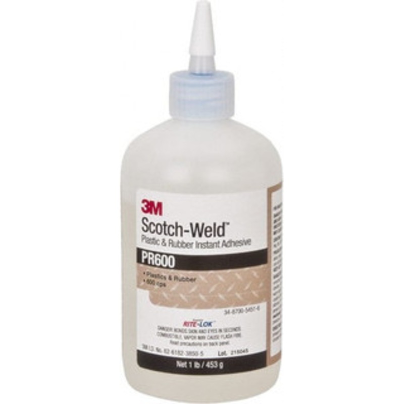 3M 1 Lb Bottle Clear Instant Adhesive Series PR600, 4 to 25 sec Working Time, 24 hr Full Cure Time, Bonds to Cardboard, Ceramic, Fabric, Fiberglass, Foam, Glass, Leather, Metal, Paper, Plastic, Rubber, Vinyl & Wood 7100039246 – 32918070