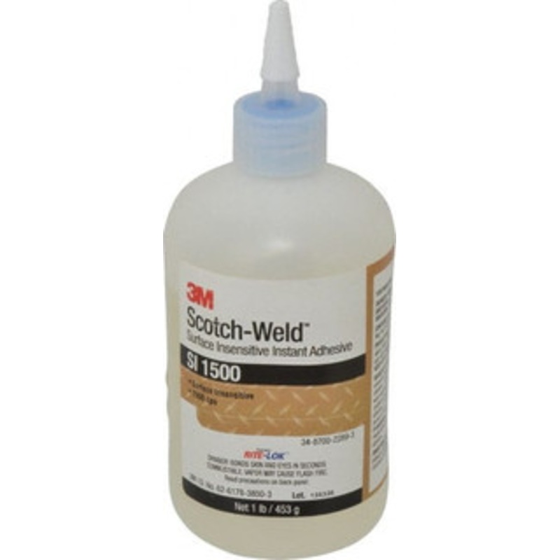 3M 1 Lb Bottle Clear Instant Adhesive Series SI1500, 5 to 60 sec Working Time, 24 hr Full Cure Time, Bonds to Cardboard, Ceramic, Fabric, Fiberglass, Foam, Glass, Leather, Metal, Paper, Plastic, Rubber, Vinyl & Wood 7100039243 – 32917791