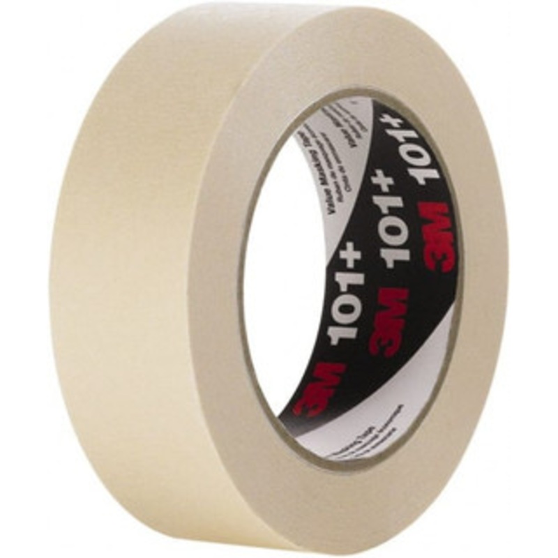 3M 18mm Wide x 180 ft. Long x 5.1 mil Tan Paper Masking Tape Rubber Adhesive, 22 Lb/In Tensile Strength, Series 101+ 7100021273 – 52649381