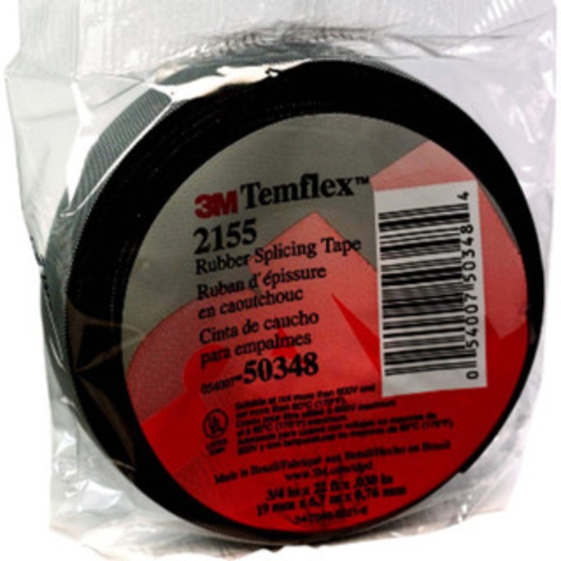 3M 3/4 x 22 ft. x 30 mil Black Rubber Electrical Tape Rubber Adhesive, 176F Max, 600 V/mil, Series 2155 7000089970 – 86012028