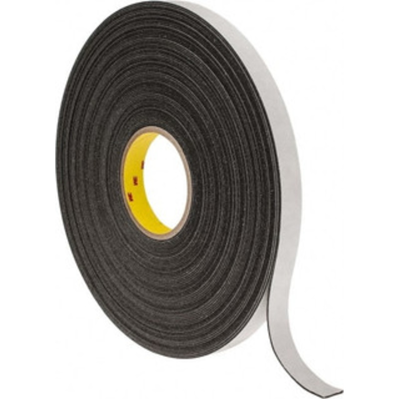 3M 3/4 x 36 Yd Rubber Adhesive Double Sided Tape 1/16 Thick, Black, Polyethylene Foam Liner, Continuous Roll, Series 4466B 7000123703 – 00188961
