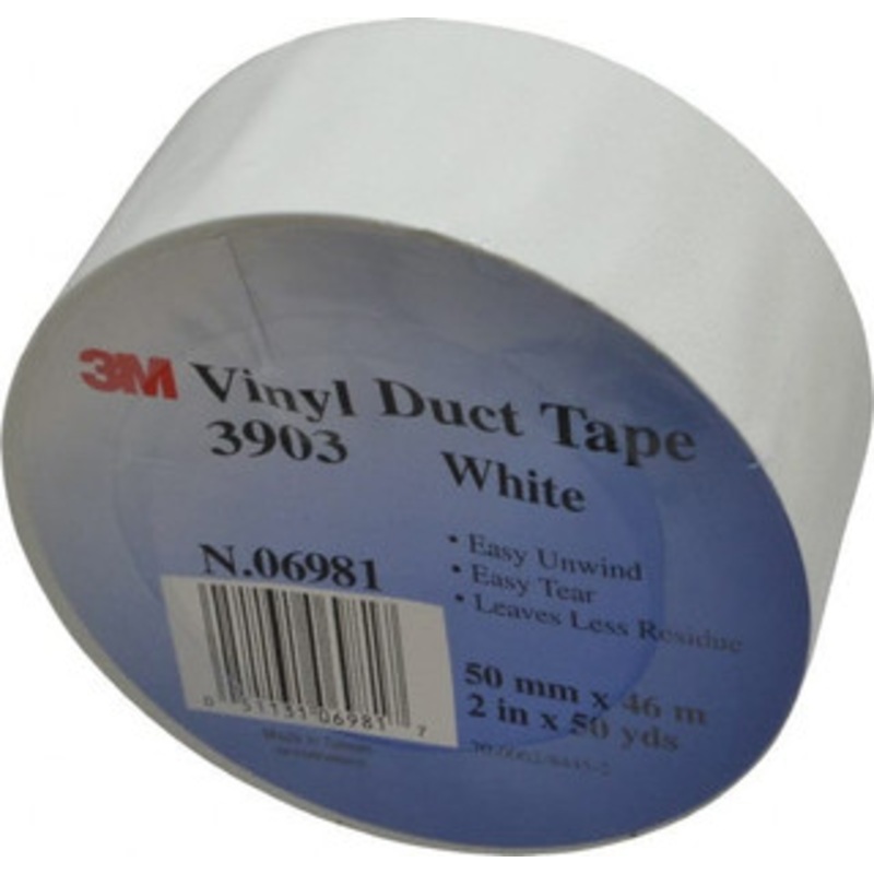 3M 50 Yd x 2 x 6.5 mil White Vinyl Duct Tape Rubber Adhesive, 13 Lb Tensile Strength, 200F Max, Series 3903 7100148262 – 65323016