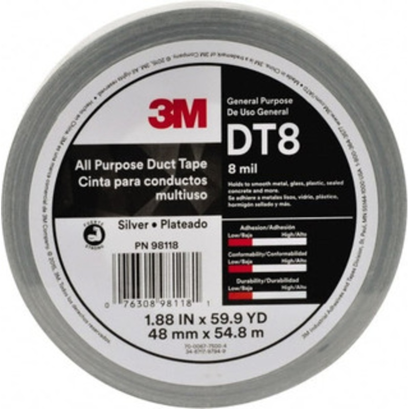 3M 54.8m x 2 x 11 mil Black Polyethylene Film Duct Tape Rubber Adhesive, Series DT11 7100158377 – 99685109
