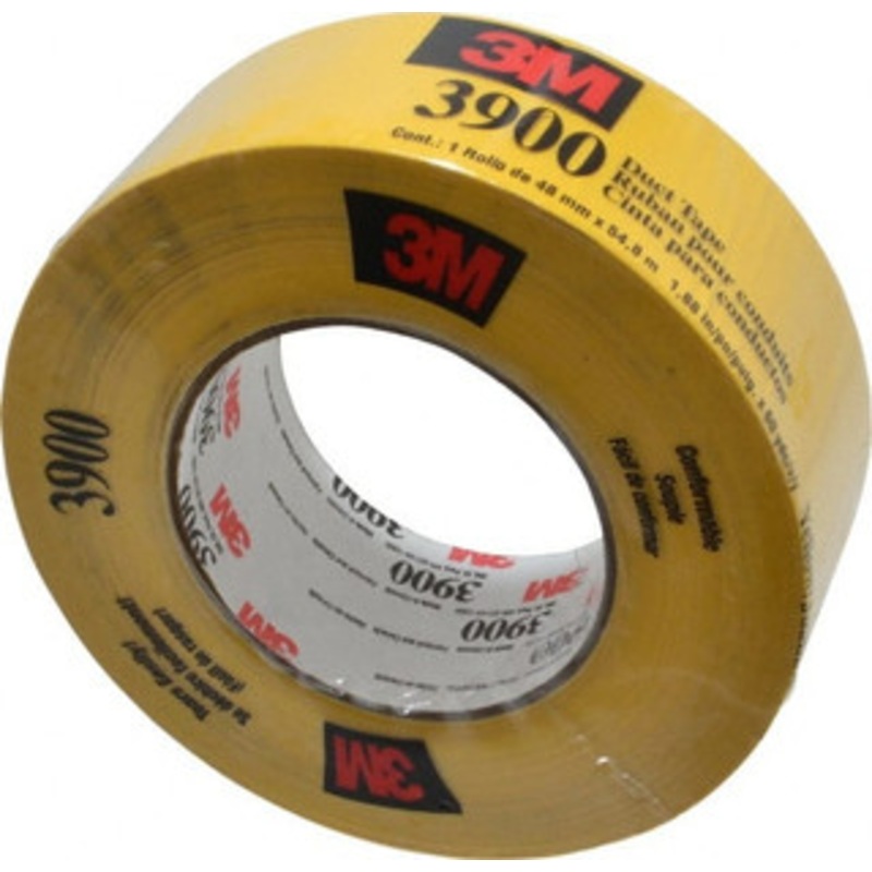 3M 55m x 2 x 8.1 mil Yellow Polyethylene Film Duct Tape Rubber Adhesive, 32 Lb Tensile Strength, 200F Max, Series 3900 7000124007 – 04582946
