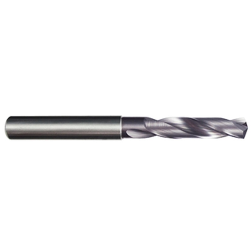Rushmore USA Solid Carbide AlTiN 3XD Non-Coolant Thru Drill, #13 Size, 0.185 Decimal Size, 0.2362 Shank Diameter, 0.944 Flute Length, 2.59 Overall Length