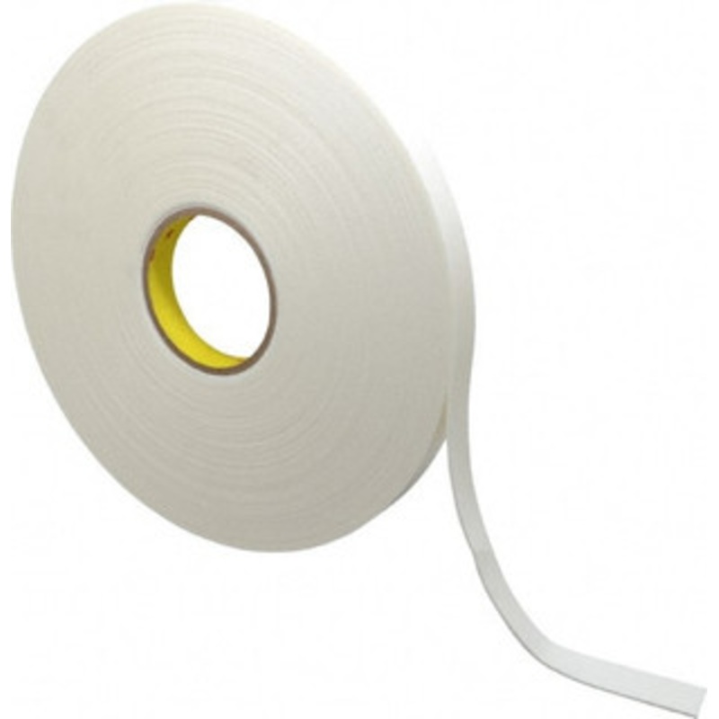 3M 3/4 x 36 Yd Rubber Adhesive Double Sided Tape 1/16 Thick, White, Polyethylene Foam Liner, Continuous Roll, Series 4466W 7000123594 – 00188995