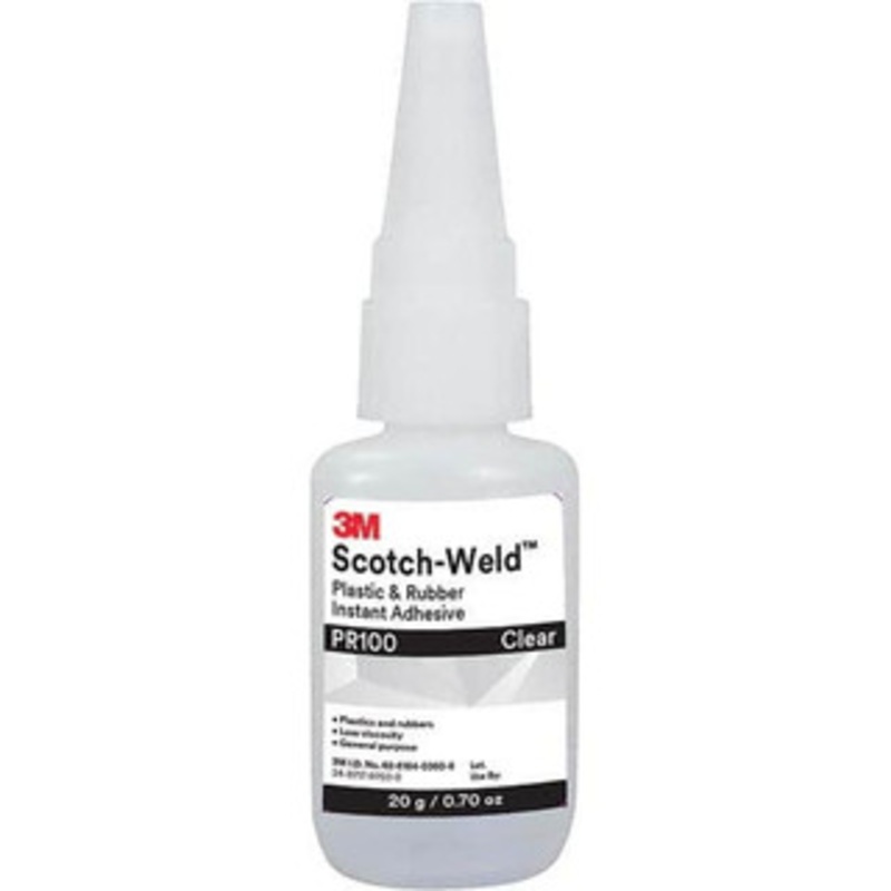 3M 0.70 oz Bottle Clear Instant Adhesive Series PR100, 10 to 30 sec Working Time, 24 hr Full Cure Time, Bonds to Cardboard, Ceramic, Fabric, Fiberglass, Foam, Glass, Leather, Metal, Paper, Plastic, Rubber, Vinyl & Wood 7100039259 – 32918021