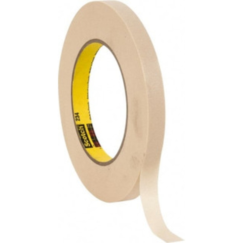 3M 1/2 Wide x 180 ft. Long x 5.9 mil Tan Paper Masking Tape Rubber Adhesive, 27 Lb/In Tensile Strength, Series 234 7000048955 – 88440474