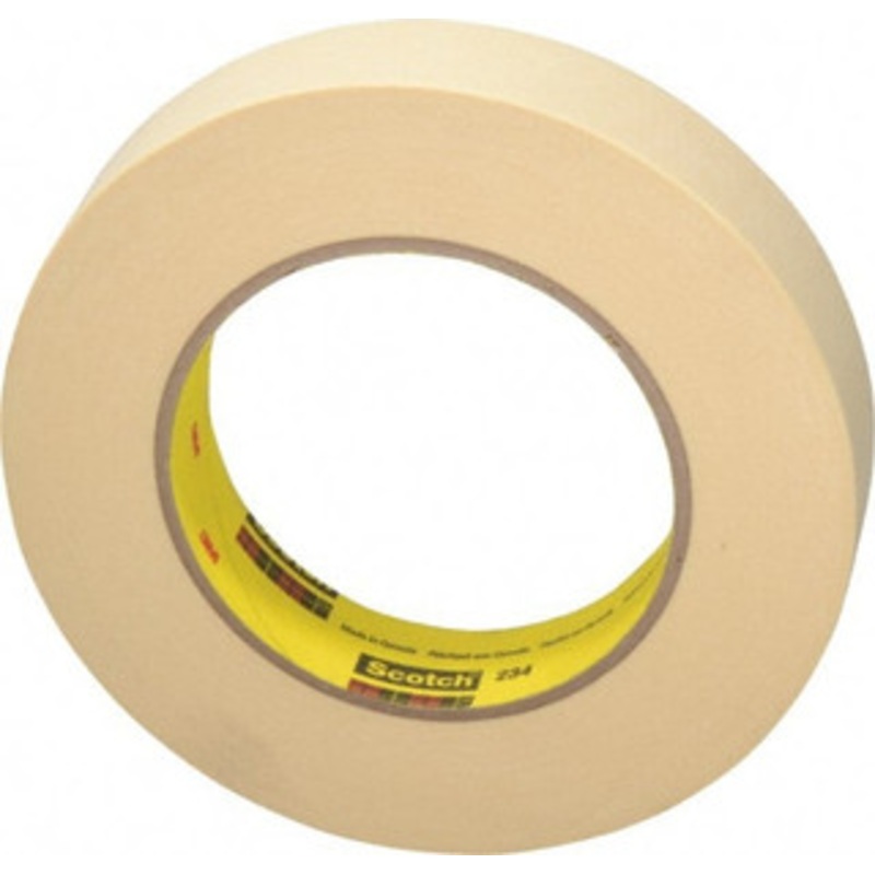 3M 1 Wide x 180 ft. Long x 5.9 mil Tan Paper Masking Tape Rubber Adhesive, 27 Lb/In Tensile Strength, Series 234 7000048943 – 77185098