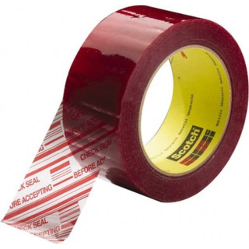 3M 2 x 110 Yd Clear & Red Rubber Adhesive Sealing Tape Polypropylene Film Backing, 1.9 mil Thick, 44 Lb Tensile Strength, Series 3779 7000123942 – 59739714