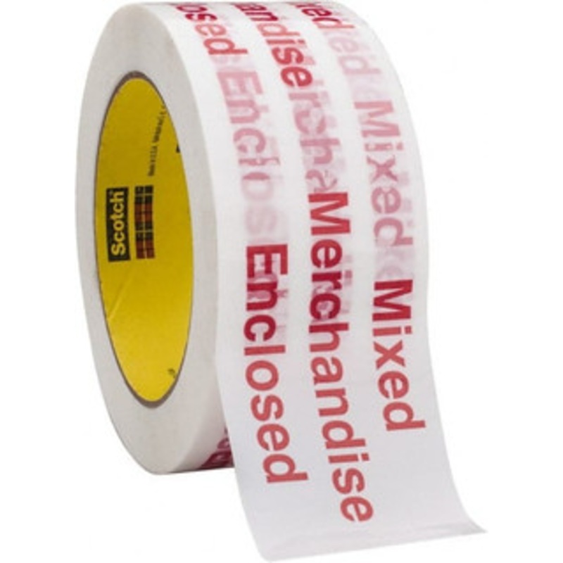 3M 2 x 110 Yd Red & White Rubber Adhesive Packaging Tape Polypropylene Film Backing, 1.9 mil Thick, 35 Lb Tensile Strength, Series 3775 7000048661 – 51463198