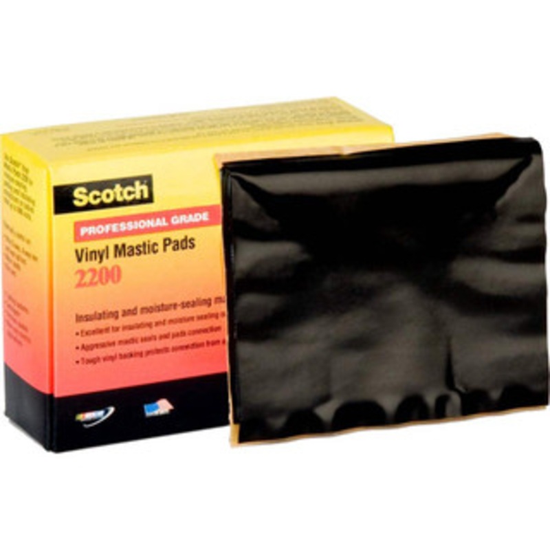 3M 3-1/4 x 4-1/2 x 125 mil Black Rubber Electrical Tape Mastic Adhesive, 0 to 100F, 300 V/mil, Series 2200 7000057773 – 54041355