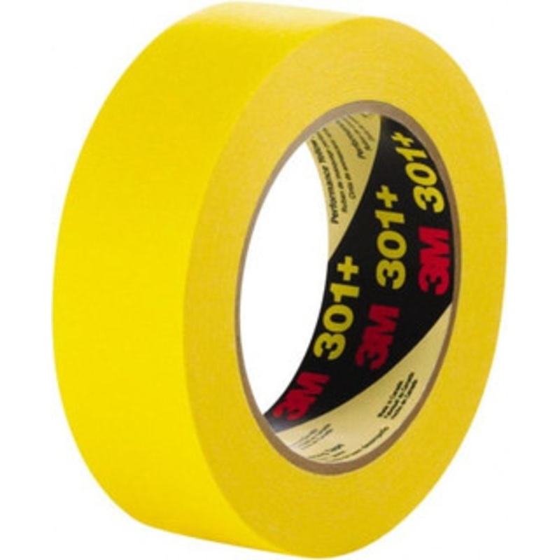 3M 12mm Wide x 180 ft. Long x 6.3 mil Yellow Paper Masking Tape Rubber Adhesive, 22 Lb/In Tensile Strength, Series 301+ 7000124887 – 52649175