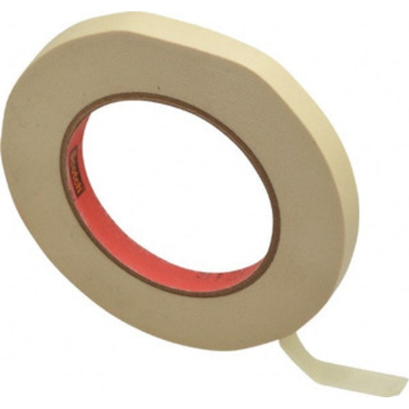 3M 1/2 Wide x 180 ft. Long x 5.8 mil Tan Paper Masking Tape Rubber Adhesive, 27 Lb/In Tensile Strength, Series 214 7100056193 – 06269427