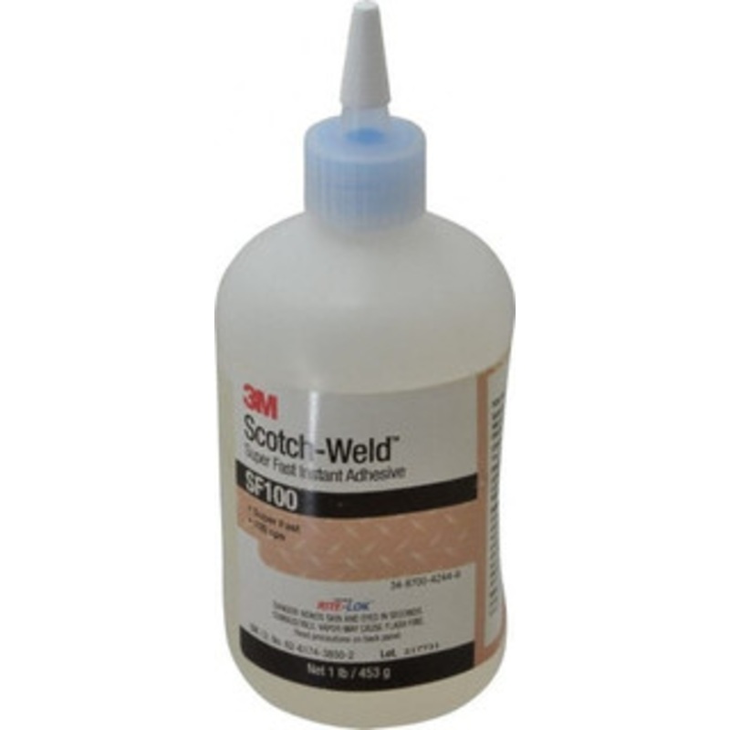 3M 1 Lb Bottle Clear Instant Adhesive Series SF100, 3 to 30 sec Working Time, 24 hr Full Cure Time, Bonds to Cardboard, Ceramic, Fabric, Fiberglass, Foam, Glass, Leather, Metal, Paper, Plastic, Rubber, Vinyl & Wood 7100039208 – 32917932