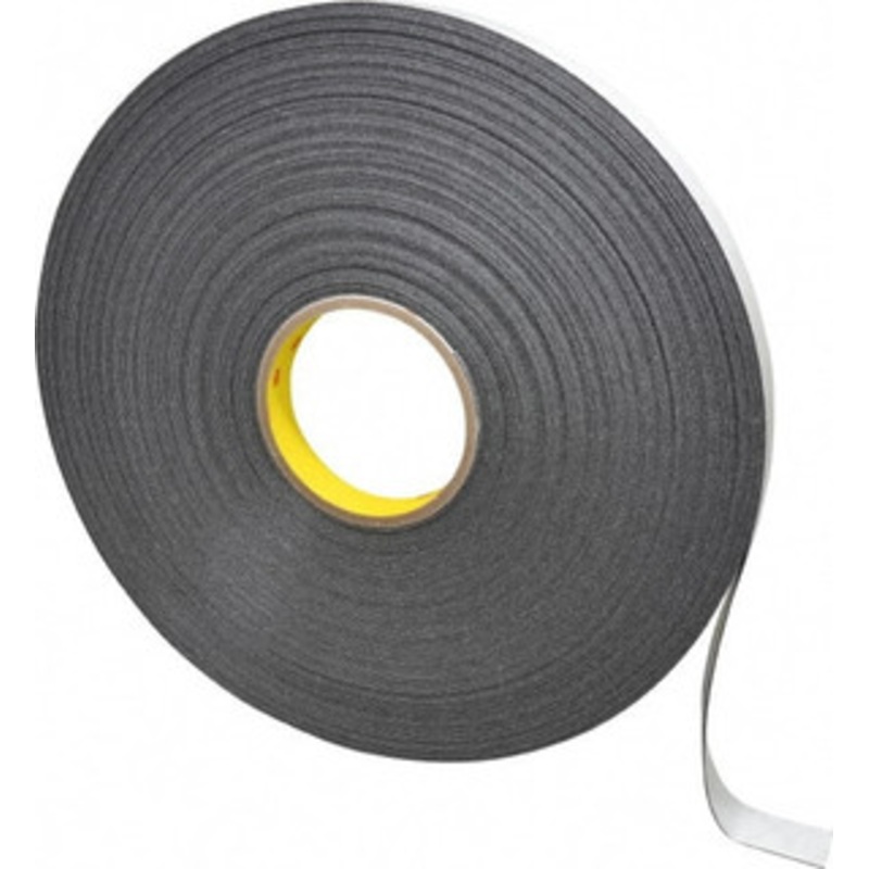 3M 3/4 x 72 Yd Rubber Adhesive Double Sided Tape 1/32 Thick, Black, Polyethylene Foam Liner, Continuous Roll, Series 4462B 7000123701 – 00188904