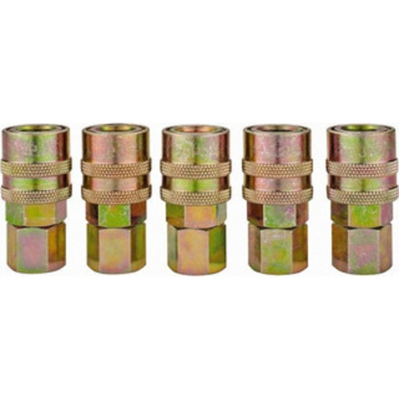Value Collection 5 Piece 1/4 Body 1/4 NPT 215 psi Steel Industrial Pneumatic Coupling Plug Set Contains 5 Female Couplers 2311072531JP – 88439955
