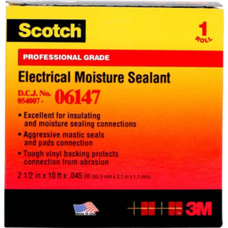 3M 2-1/2 x 10 ft. x 45 mil Black Vinyl Electrical Tape Mastic Adhesive, 32 to 100F, 300 V/mil, Series 6147 7000005872 – 54041371
