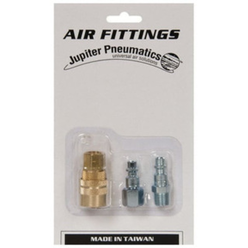 Value Collection 3 Piece 1/4 Body 1/4 NPT 145 psi Industrial Pneumatic Coupling Plug Set Contains 1 Female Coupler, 1 Female Connector, 1 Male Connector 2411551241JP – 80219629