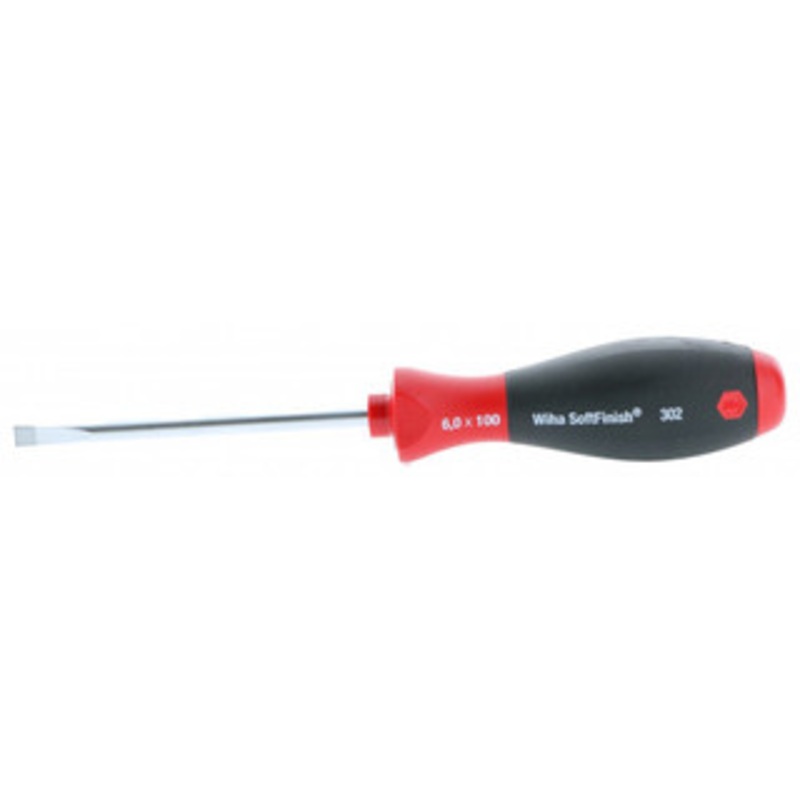 Wiha SoftFinish Slotted Screwdriver, 6.0mm x 100mm – 30222-1