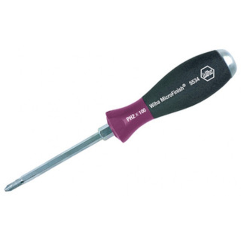 Wiha MicroFinish Extra Heavy Duty Phillips Screwdriver #2 x 100mm – 53410