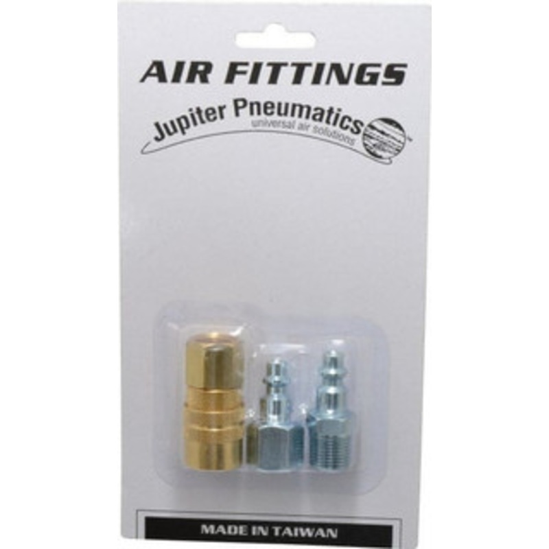 Value Collection 3 Piece 1/4 Body 3/8 NPT 145 psi Industrial Pneumatic Coupling Plug Set Contains 1 Female Coupler, 1 Female Connector, 1 Male Connector 2411551341JP – 80219637