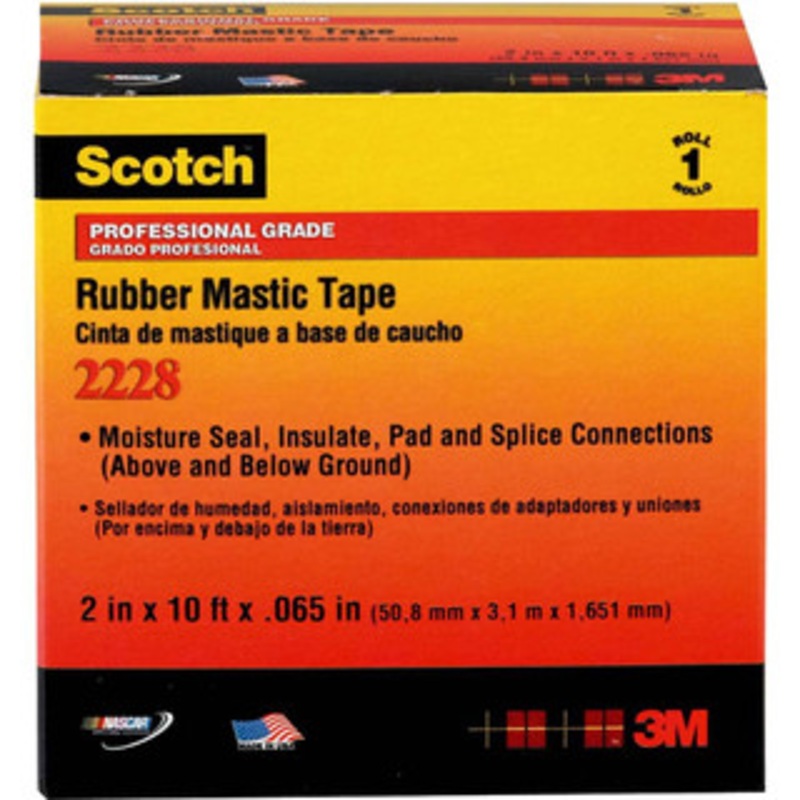 3M 2 x 10 ft. x 65 mil Black Rubber Electrical Tape Mastic Adhesive, 194F Max, 500 V/mil, Series 2228 7000005986 – 05228515