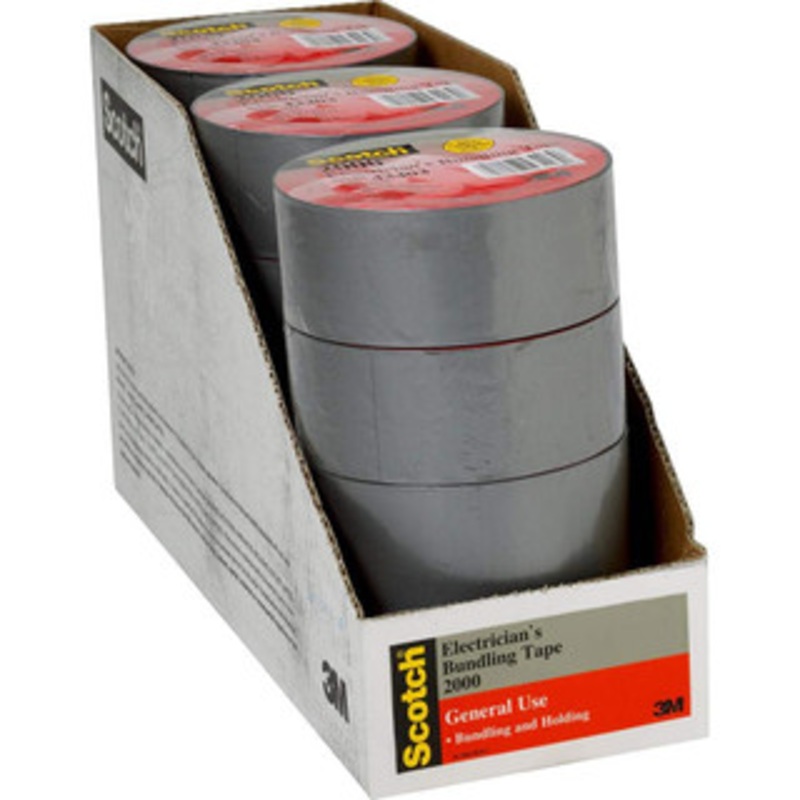 3M 2 x 150 ft. x 6 mil Gray Vinyl Electrical Tape Rubber Adhesive, 105C Max, Series 2000 7000031684 – 88091897