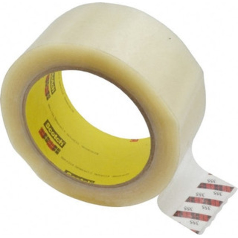 3M 2 x 55 Yd Clear Rubber Adhesive Sealing Tape Polyester Film Backing, 3.43 mil Thick, 69 Lb Tensile Strength, Series 355 7000028906 – 04582797