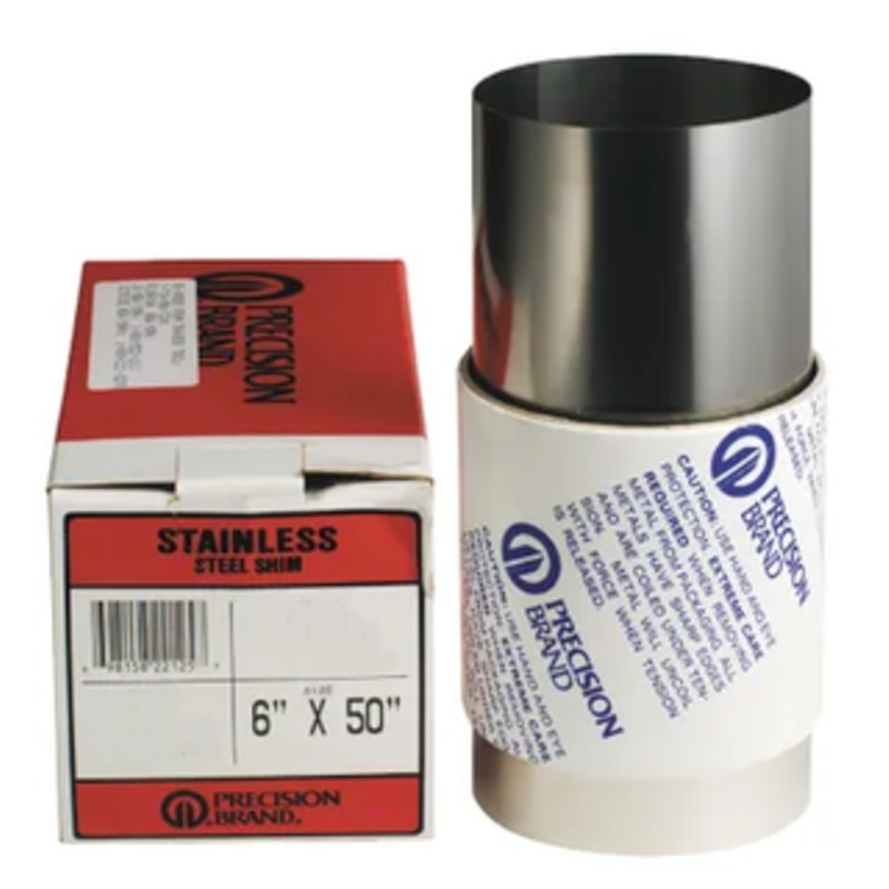 Precision Brand 300 Stainless Steel Shim Stock, 6 Width x 50 Roll, .015 Thickness – L-15