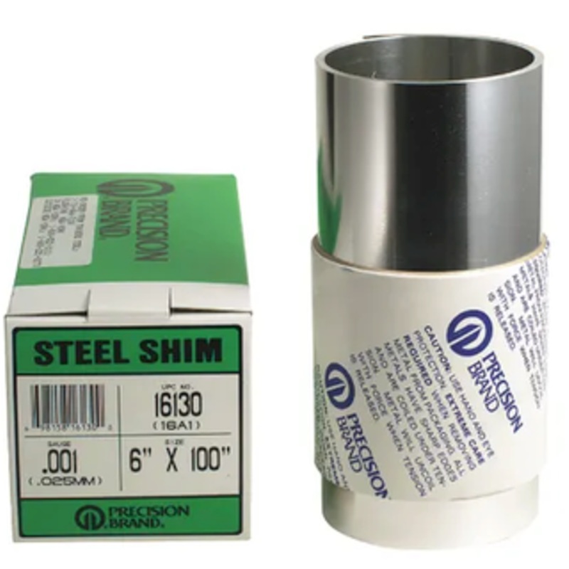 Precision Brand Carbon Steel Metal Shim Stock, 6 Width x 100 Roll .001 Thickness – A-1