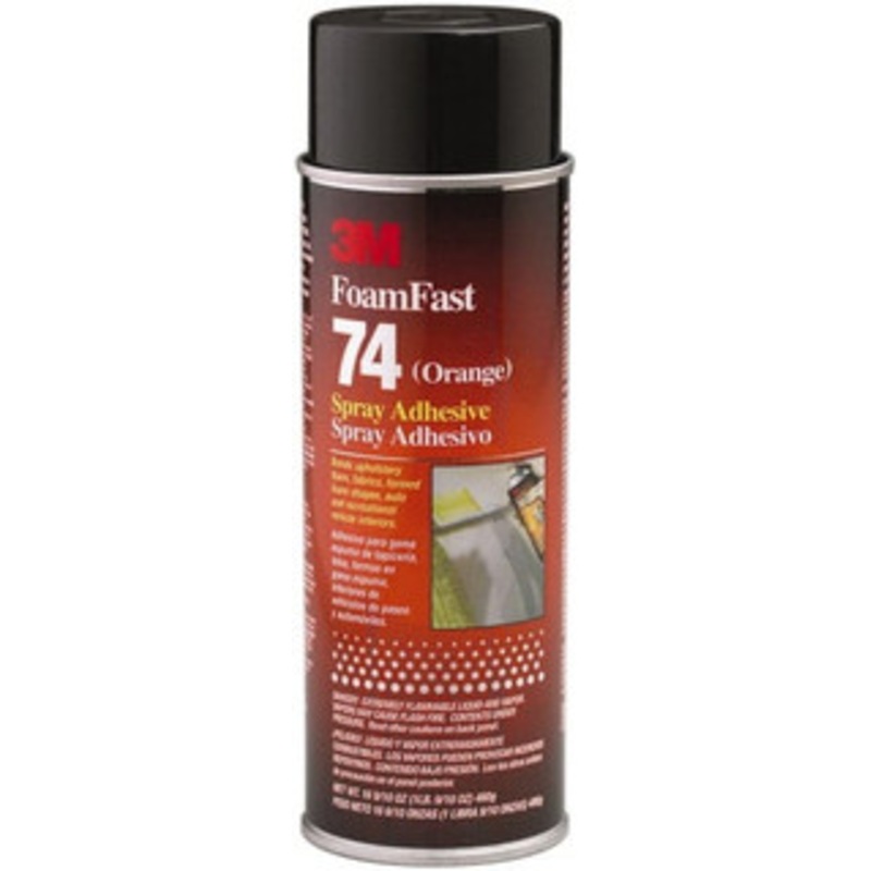 3M 24 oz Aerosol Orange Spray Adhesive High Tack, 170F Heat Resistance, 40 Sq Ft Coverage, Medium Strength Bond, 15 min Max Bonding Time, Flammable, Series 74 7000023925 – 33010117