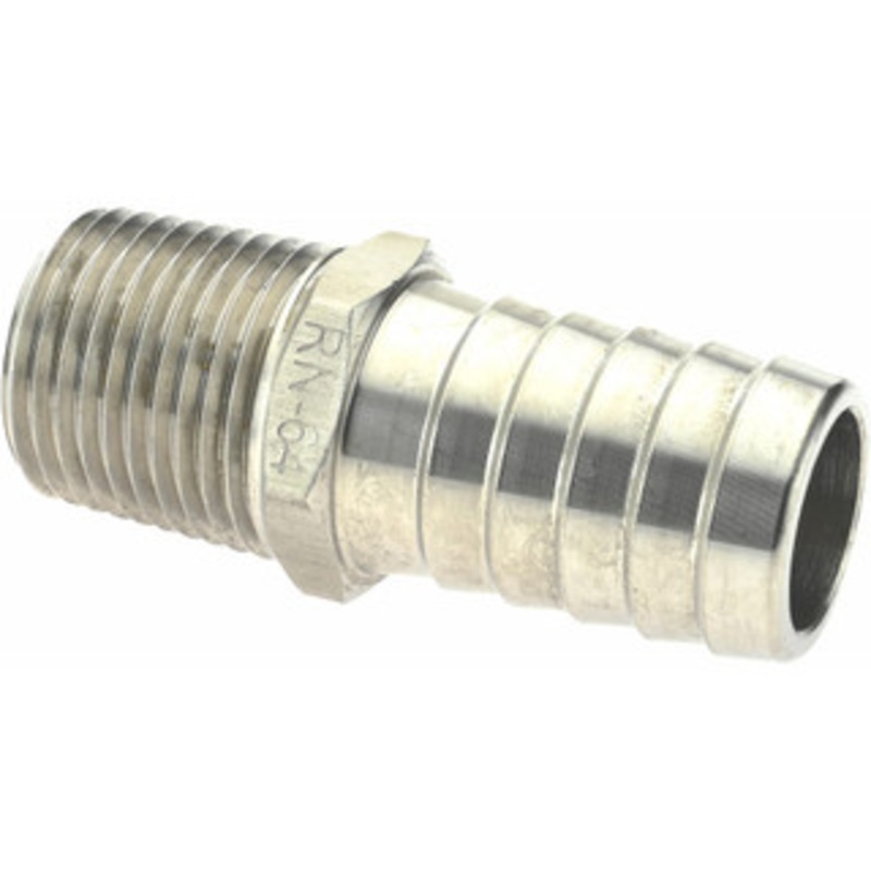 Value Collection 1/2 MNPT Thread Barb x NPT Hose Insert 3/4 ID Hose, Stainless Steel BD-DV-00326 – 53610374