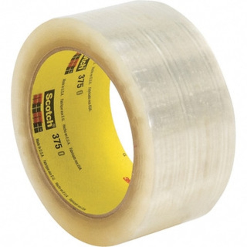 3M 2 x 55 Yd Clear Rubber Adhesive Sealing Tape Polypropylene Film Backing, 3.1 mil Thick, 70 Lb Tensile Strength, Series 375 7000028907 – 65363756