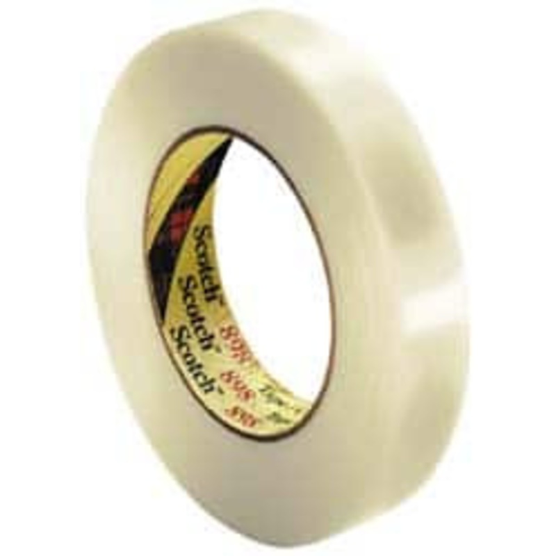 3M 24mm x 55m Clear Rubber Adhesive Strapping Tape Hot Melt Synthetic Rubber Resin Backing, 6.6 mil Thick, 380 Lb Tensile Strength, Series 898 7000001229 – 03908837