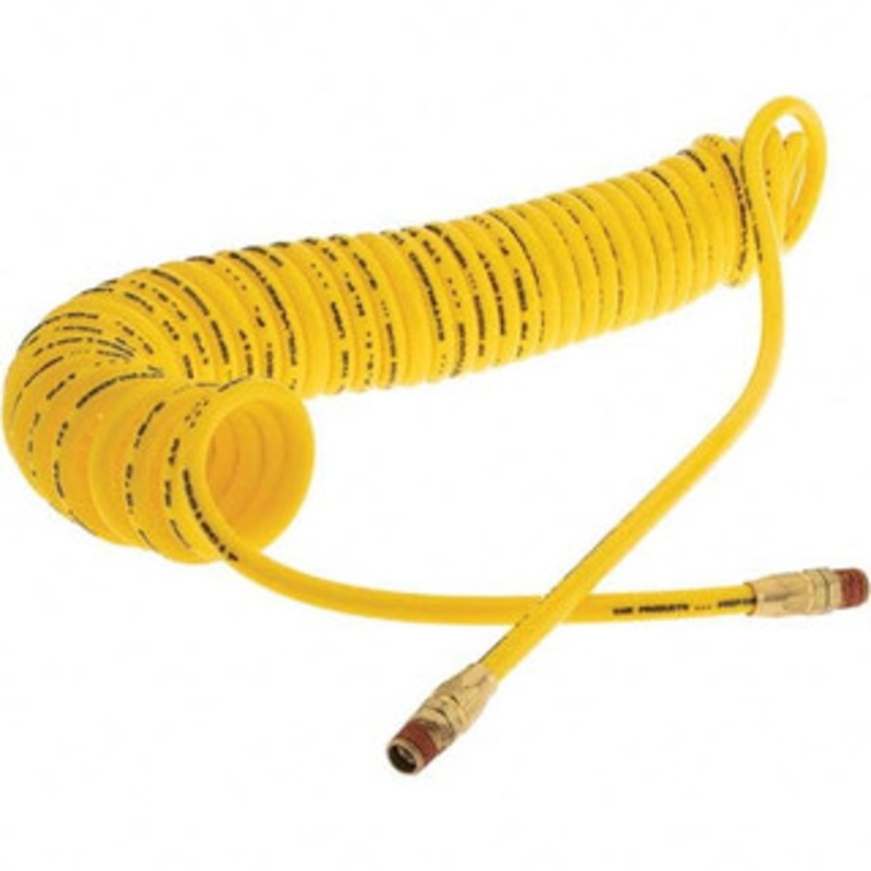Value Collection Coiled & Self-Storing Hose, Inside Diameter (Inch): 1/4, Material: Polyurethane, Fitting Type: Swivel, Length (Feet): 25, Thread Size: 1/4, Maximum Working Pressure (psi): 125 BD-KP84117 – 53603759