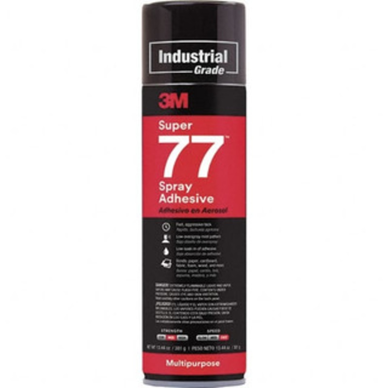 3M 16.75 oz Aerosol Clear Spray Adhesive High Tack, 150F Heat Resistance, 114 Sq Ft Coverage, Low Strength Bond, 15 min Max Bonding Time, Flammable, Series 77 7000000931 – 33010133