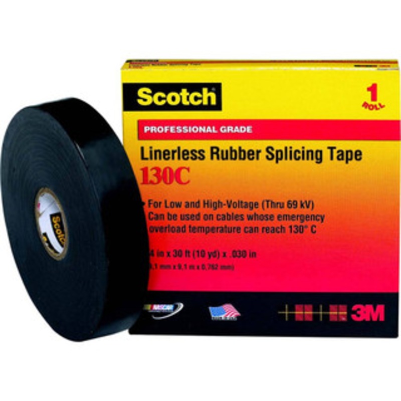 3M 1-1/2 x 30 ft. x 30 mil Black Rubber Electrical Tape Rubber Adhesive, 0 to 194F, 750 V/mil, Series 130C 7000006086 – 54041314