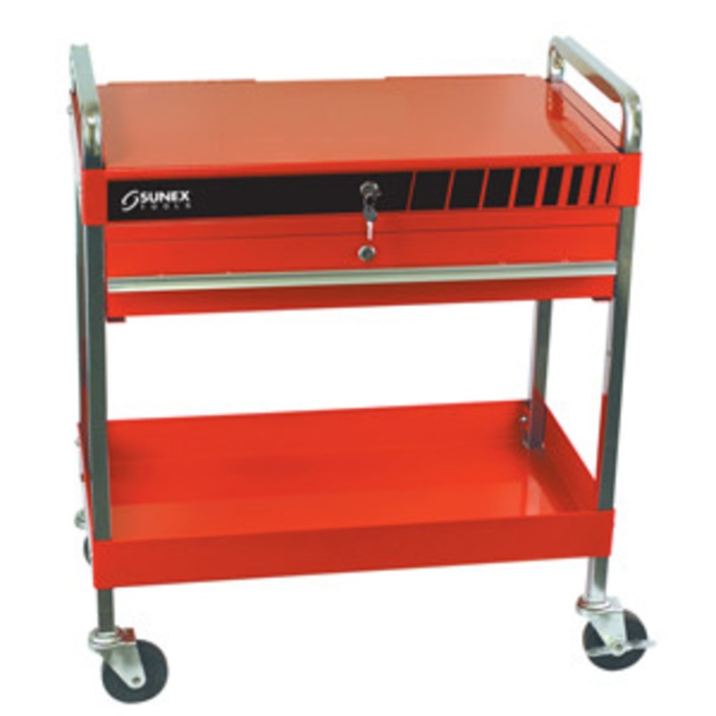 Sunex Red Service Cart with Locking Lid and Drawer – SU8013A